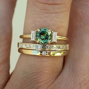 Stacking‎ Rings Synthetic Cubic Zirconia Gold Tone Green Ring Trio